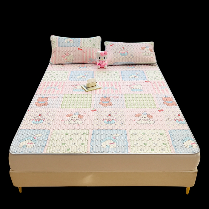 91家纺网 家纺一手货源 找家纺 （总）丝羽坊 2026新款高密凉感丝印花乳胶凉席-平铺款