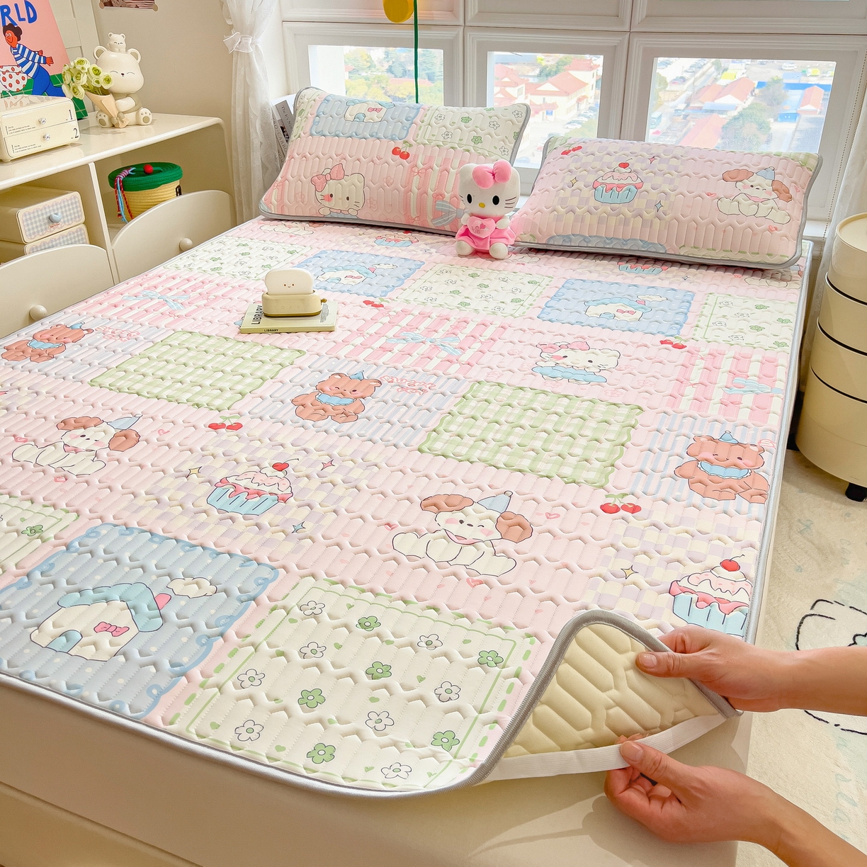 91家纺网 家纺一手货源 找家纺 （总）丝羽坊 2026新款高密凉感丝印花乳胶凉席-平铺款