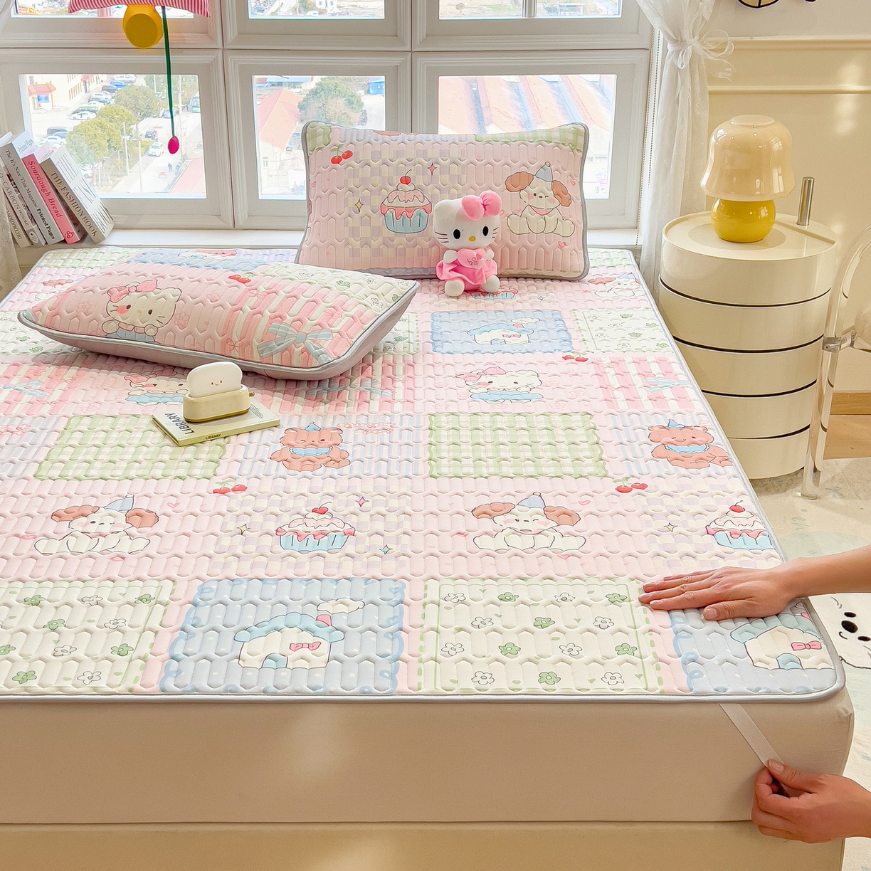 91家纺网 家纺一手货源 找家纺 （总）丝羽坊 2026新款高密凉感丝印花乳胶凉席-平铺款