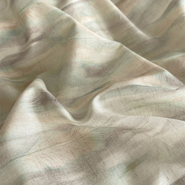 91家纺网 家纺一手货源 找家纺 慕晨 2026新款天丝莱赛尔棉麻数码印色织花边被套四件套高级田园美式直播热款 轻织