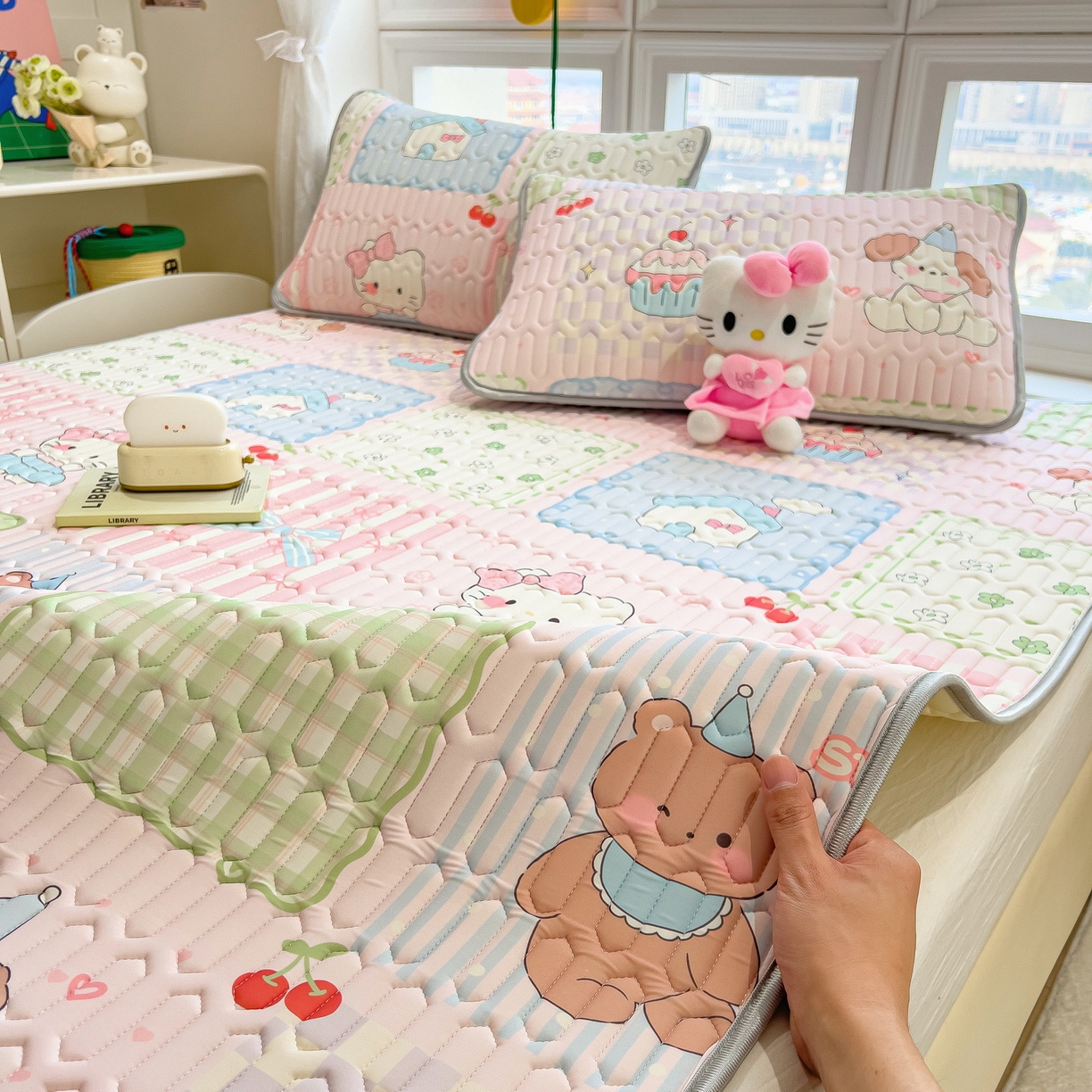 91家纺网 家纺一手货源 找家纺 （总）丝羽坊 2026新款高密凉感丝印花乳胶凉席-平铺款