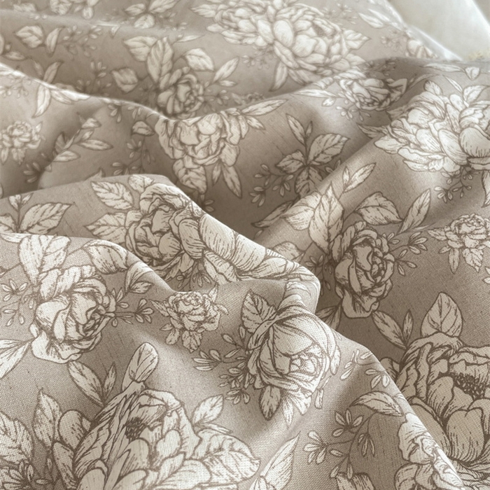 91家纺网 家纺一手货源 找家纺 慕晨 2026新款天丝莱赛尔棉麻数码印色织花边被套四件套高级田园美式直播热款 疏影