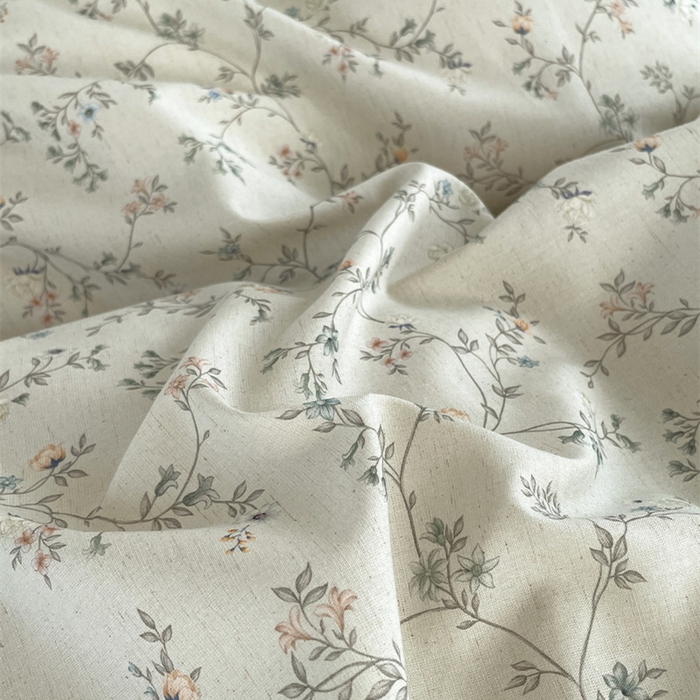 91家纺网 家纺一手货源 找家纺 慕晨 2026新款天丝莱赛尔棉麻数码印色织花边被套四件套高级田园美式直播热款 晚絮