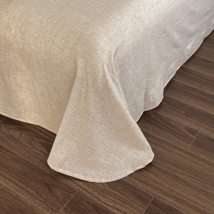 91家纺网 家纺一手货源 找家纺 慕晨 2026新款天丝莱赛尔棉麻数码印色织花边被套四件套高级田园美式直播热款 闲纹