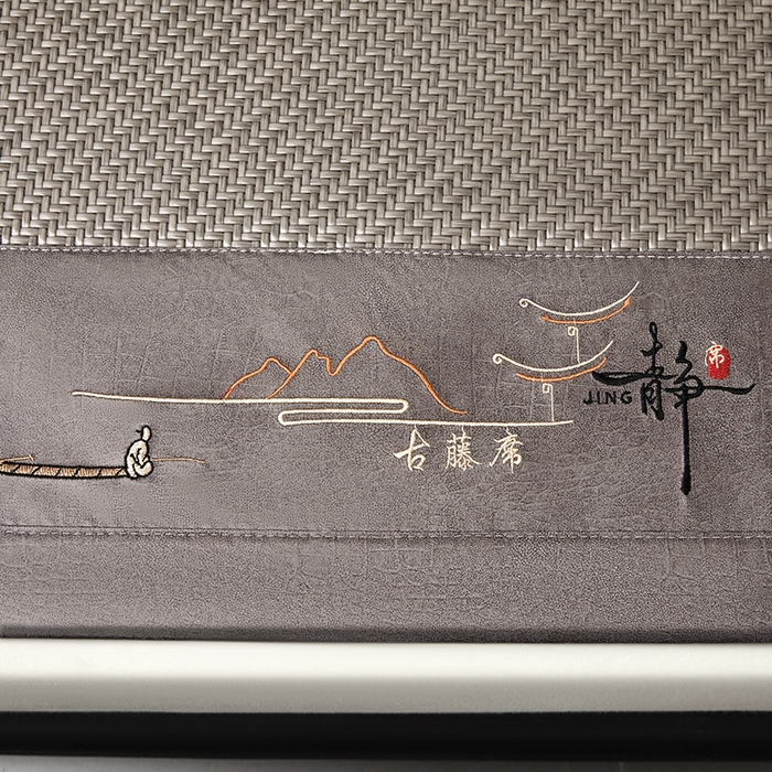 91家纺网 家纺一手货源 找家纺 卡罗兰 2026新款凉席PE超冷感霸王藤席刺绣床单单件、三件套 霸王藤-烟灰色