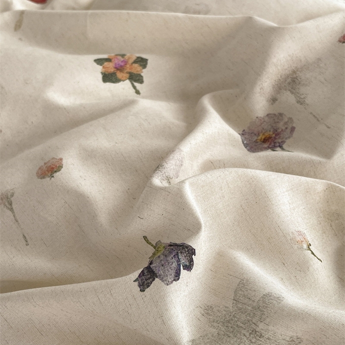 91家纺网 家纺一手货源 找家纺 慕晨 2026新款天丝莱赛尔棉麻数码印色织花边被套四件套高级田园美式直播热款 月汐