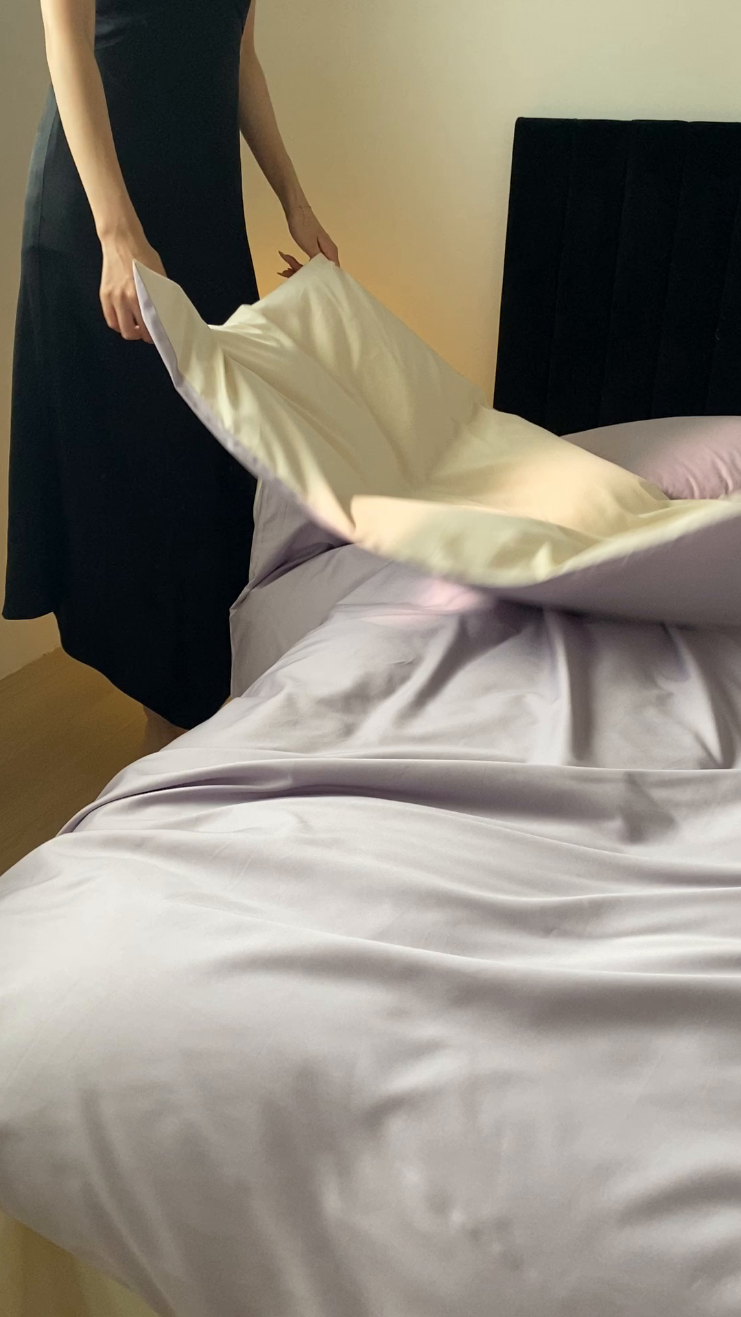 91家纺网 家纺一手货源 找家纺 玉宇阁家居 2026春夏新款50S双股全棉纯棉贡缎拼色四件套 珍珠紫玉