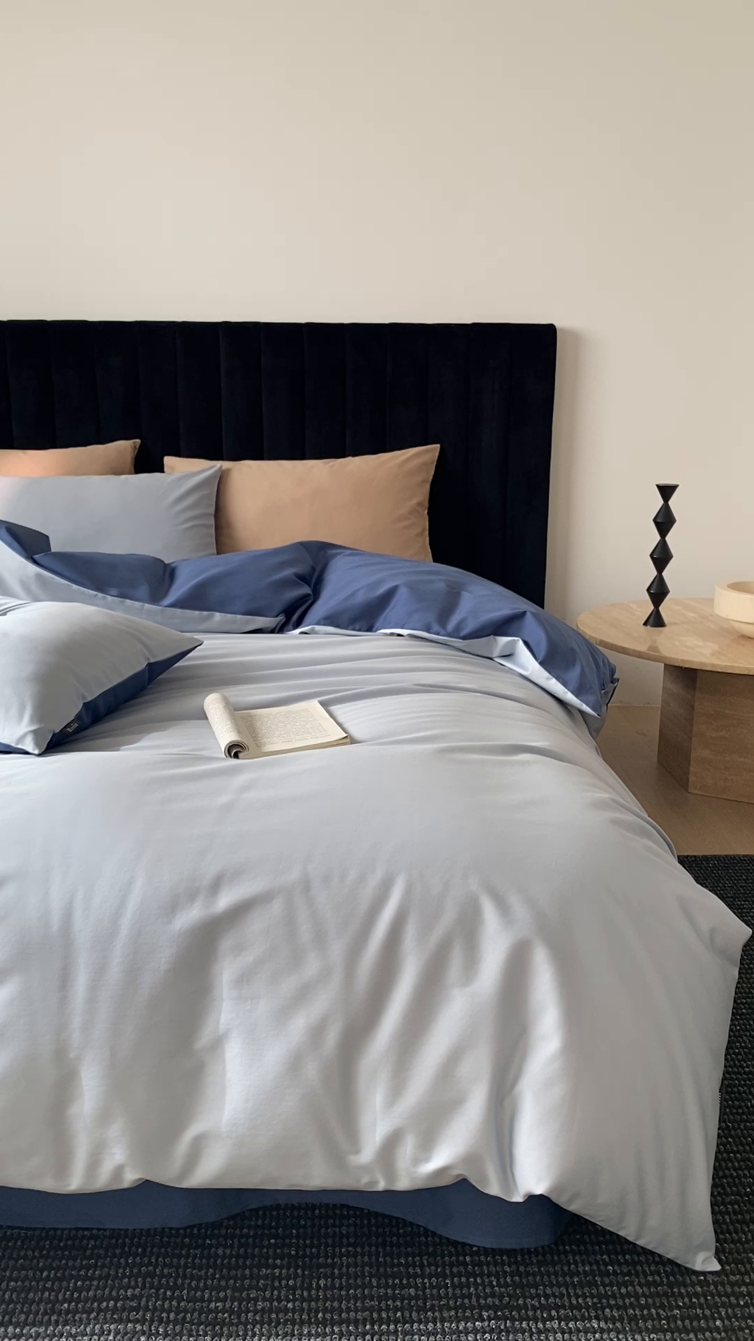 91家纺网 家纺一手货源 找家纺 玉宇阁家居 2026春夏新款50S双股全棉纯棉贡缎拼色四件套 锡兰星海