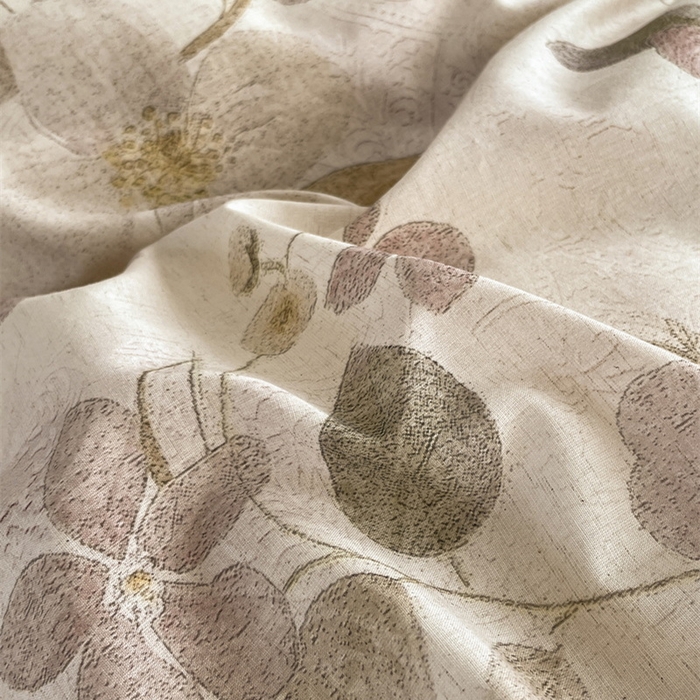 91家纺网 家纺一手货源 找家纺 慕晨 2026新款天丝莱赛尔棉麻数码印色织花边被套四件套高级田园美式直播热款 紫慕