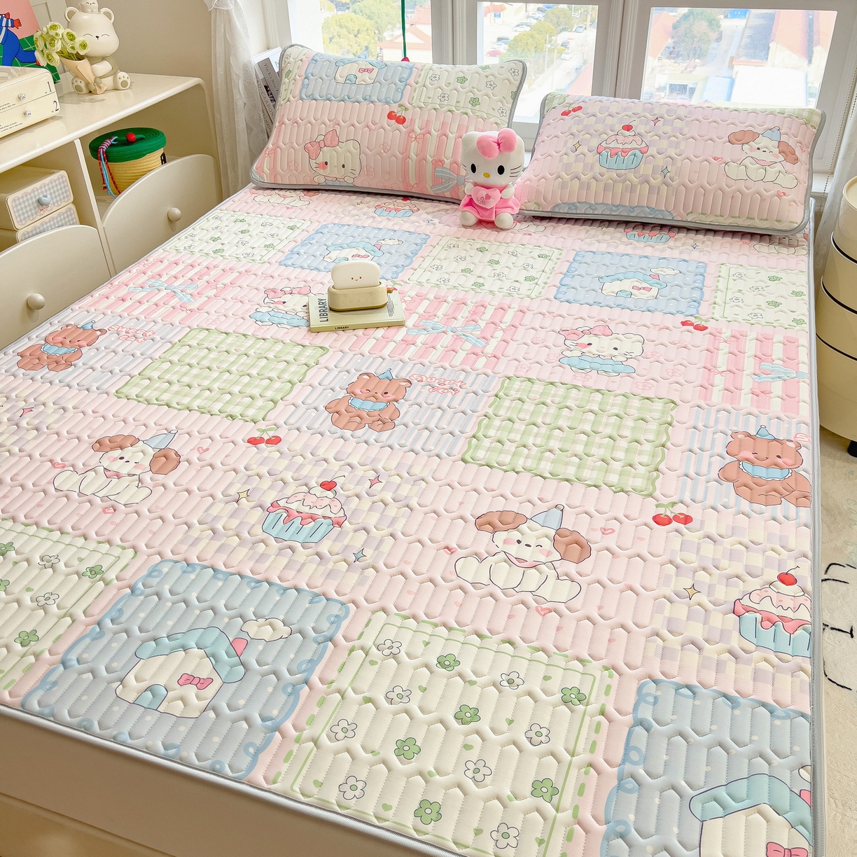 91家纺网 家纺一手货源 找家纺 （总）丝羽坊 2026新款高密凉感丝印花乳胶凉席-平铺款