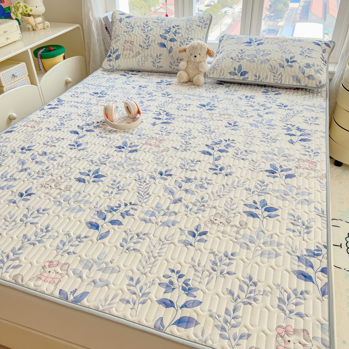 91家纺网 家纺一手货源 找家纺 （总）丝羽坊 2026新款高密凉感丝印花乳胶凉席-平铺款