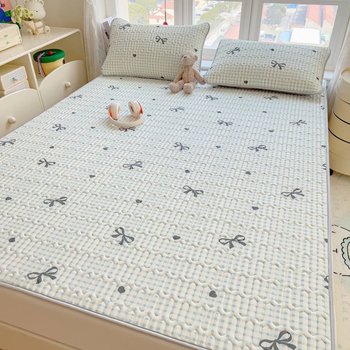 91家纺网 家纺一手货源 找家纺 （总）丝羽坊 2026新款高密凉感丝印花乳胶凉席-平铺款