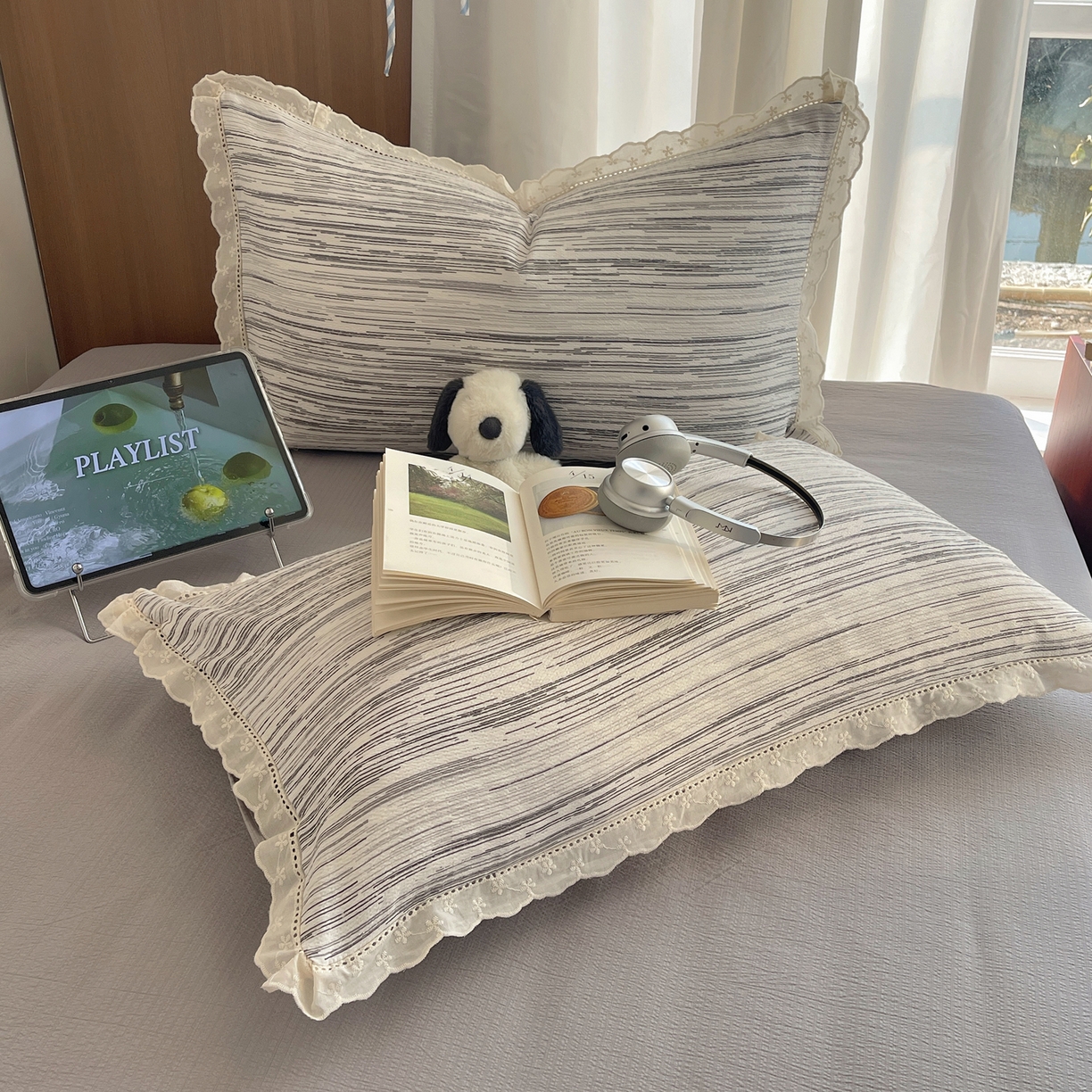 91家纺网 家纺一手货源 找家纺 梵克保罗 2026春夏新款全棉纯棉花边皱皱纱单夏被夏凉被空调被夏被四件套 素锦纹