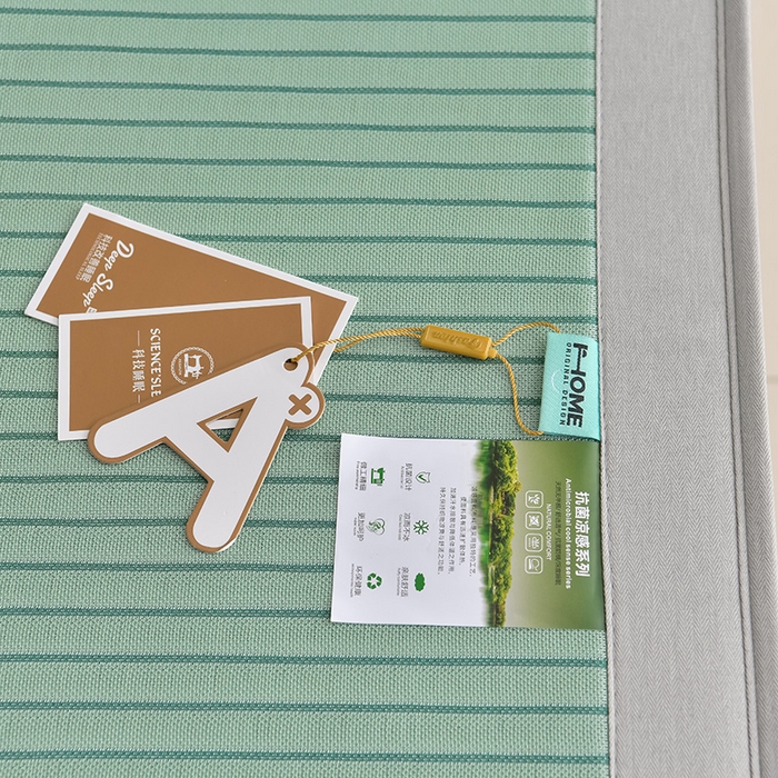 91家纺网 家纺一手货源 找家纺 小牛席业 2026新款条纹爱家熊猫冰丝席（床笠款）藤席冰藤席冰丝席可机洗凉感冰丝席豆豆席PE霸王 绿色