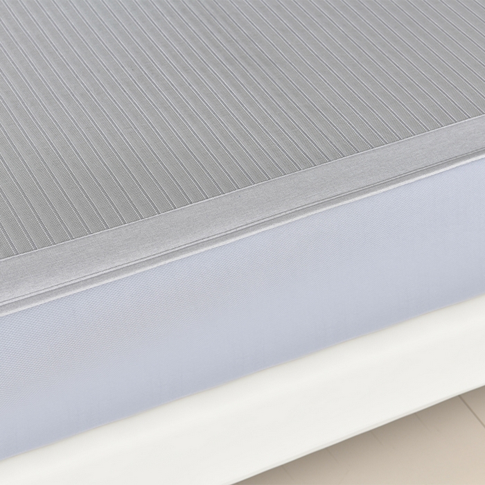 91家纺网 家纺一手货源 找家纺 小牛席业 2026新款条纹爱家熊猫冰丝席（床笠款）藤席冰藤席冰丝席可机洗凉感冰丝席豆豆席PE霸王 灰色