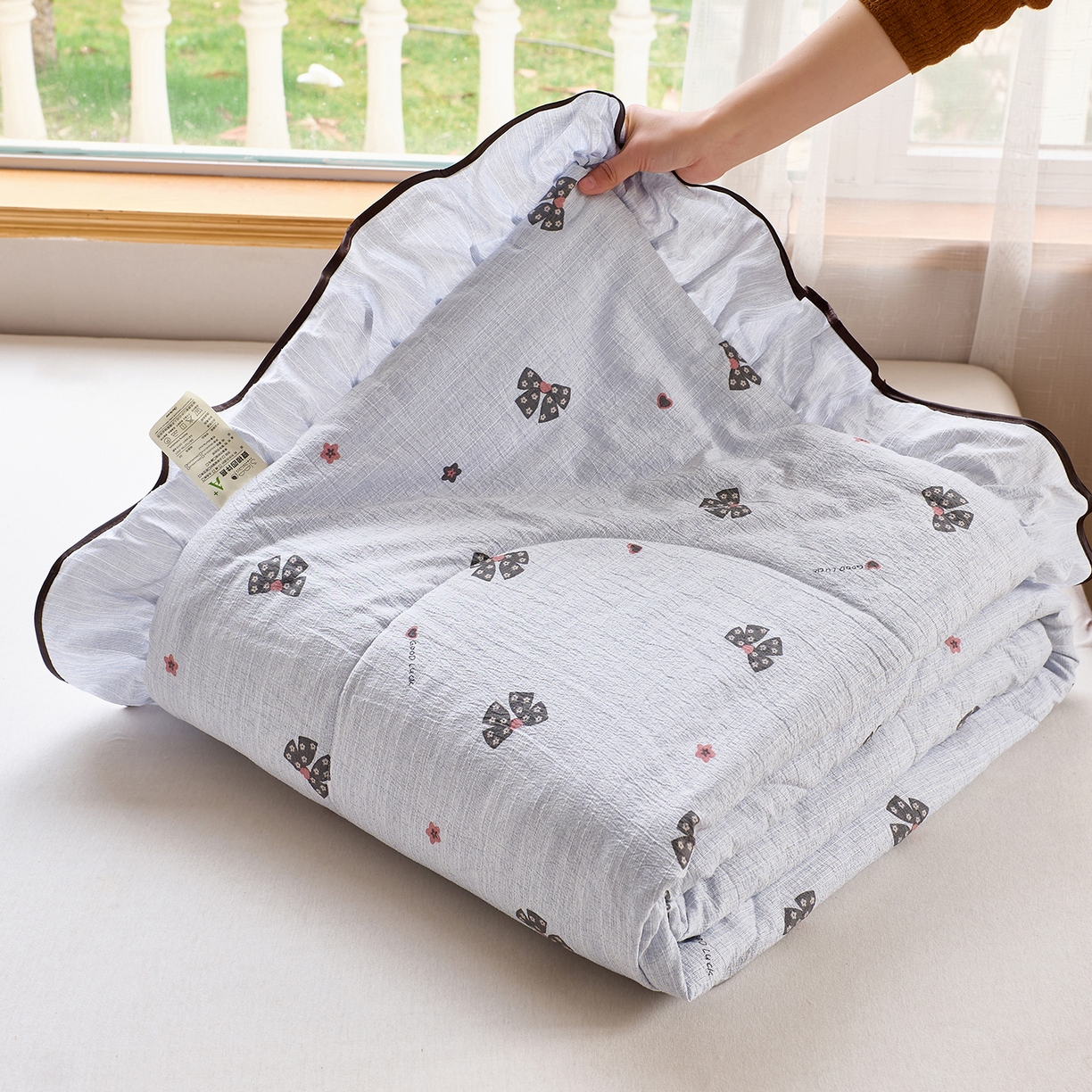 梵克保罗 2026春夏新款提花色织花边夏被四件套单夏被空调被 星语心结