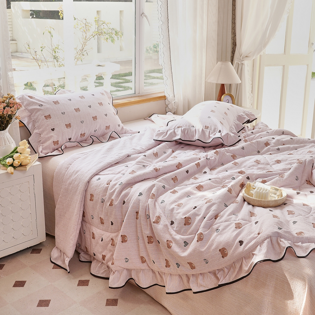 91家纺网 家纺一手货源 找家纺 梵克保罗 2026春夏新款提花色织花边夏被四件套单夏被空调被 雄心未了