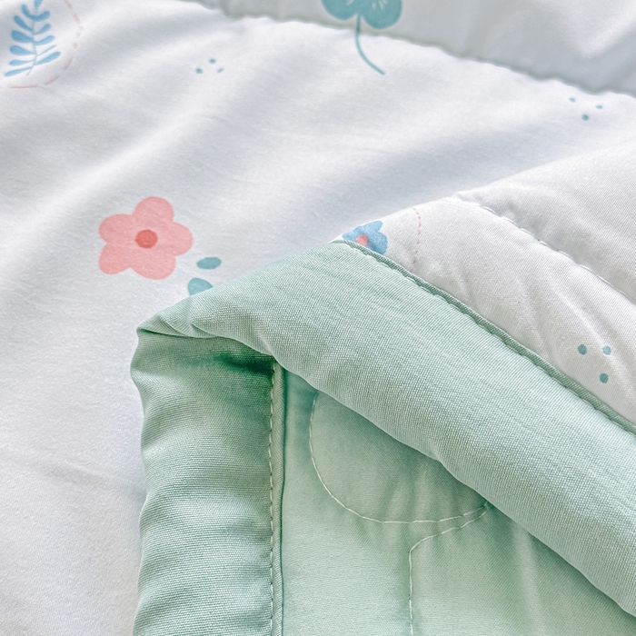 91家纺网 家纺一手货源 找家纺 好欣怡家纺 2026新款水洗棉夏被空调被被子被芯印花小清新夏凉被直播热款水洗棉包边款-花漾-兰