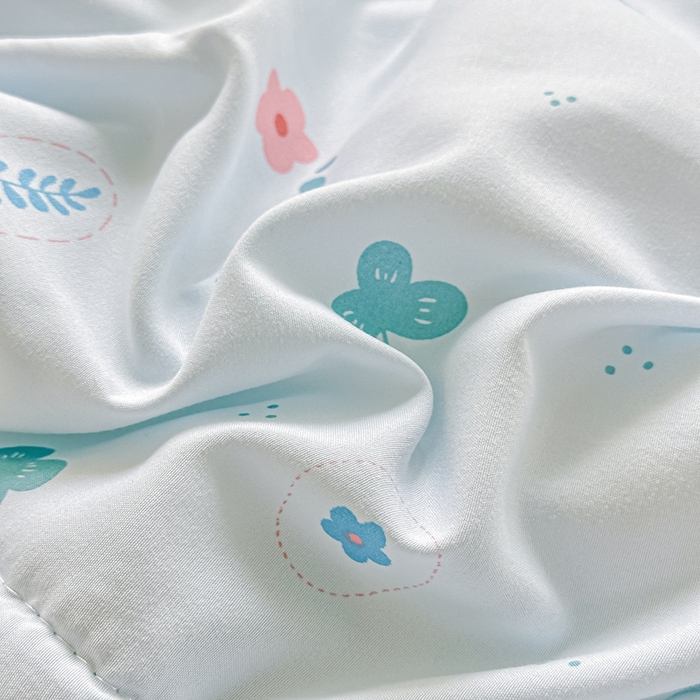 91家纺网 家纺一手货源 找家纺 好欣怡家纺 2026新款水洗棉夏被空调被被子被芯印花小清新夏凉被直播热款水洗棉包边款-花漾-兰