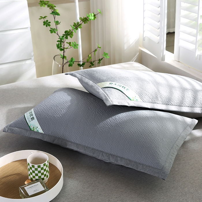 91家纺网 家纺一手货源 找家纺 小牛席业 2026新款小斜纹冷感豆豆枕套凉枕套夏天枕套冰丝枕套竹枕套藤枕套冰藤枕套 小斜纹冷感豆豆枕套-灰色