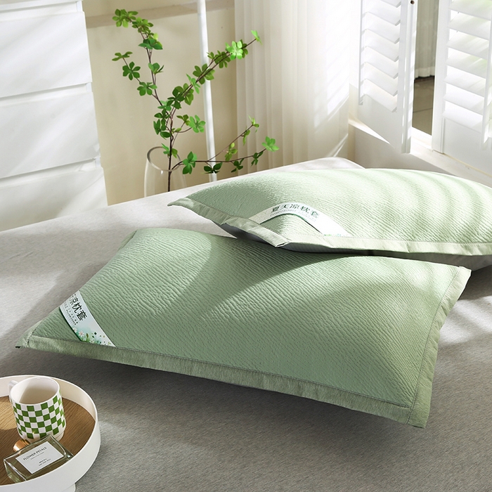 91家纺网 家纺一手货源 找家纺 小牛席业 2026新款小斜纹冷感豆豆枕套凉枕套夏天枕套冰丝枕套竹枕套藤枕套冰藤枕套 小斜纹冷感豆豆枕套-绿色