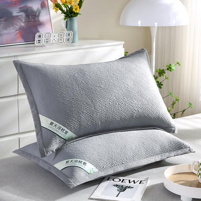 91家纺网 家纺一手货源 找家纺 小牛席业 2026新款小斜纹冷感豆豆枕套凉枕套夏天枕套冰丝枕套竹枕套藤枕套冰藤枕套 小斜纹冷感豆豆枕套-灰色