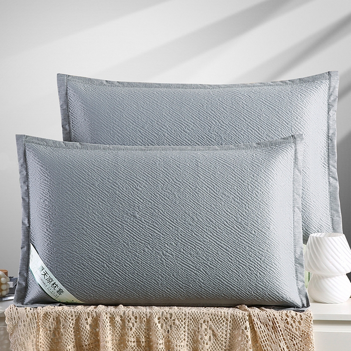 小牛席业 2026新款小斜纹冷感豆豆枕套凉枕套夏天枕套冰丝枕套竹枕套藤枕套冰藤枕套 小斜纹冷感豆豆枕套-灰色