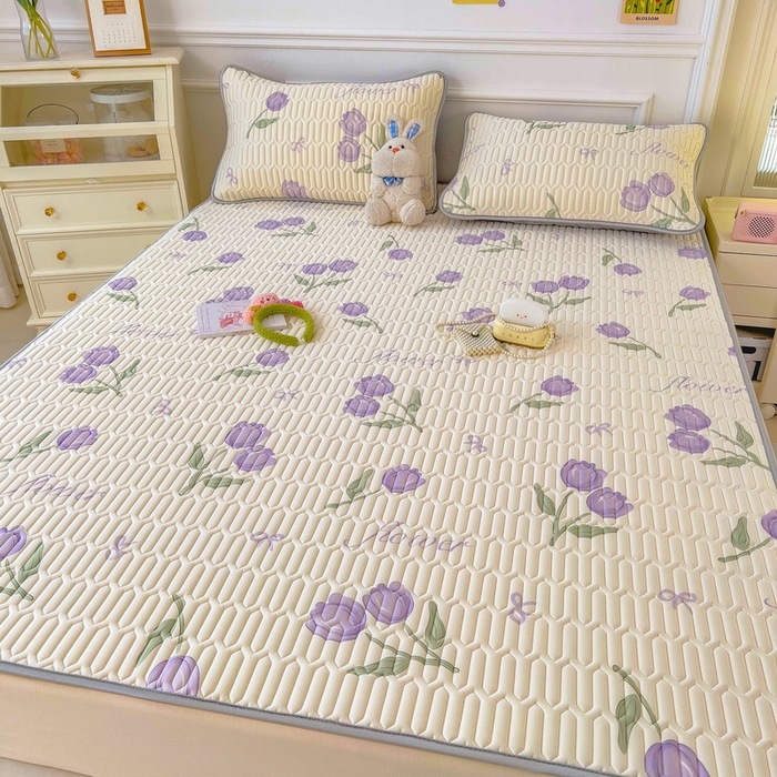 91家纺网 家纺一手货源 找家纺 （总）丝羽坊 2026新款高密凉感丝印花乳胶凉席-平铺款