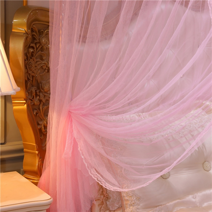 91家纺网 家纺一手货源 找家纺 冉美家纺 2026新款宫廷蚊帐 皇冠 恋情 幻彩 缤纷 幻彩-粉色