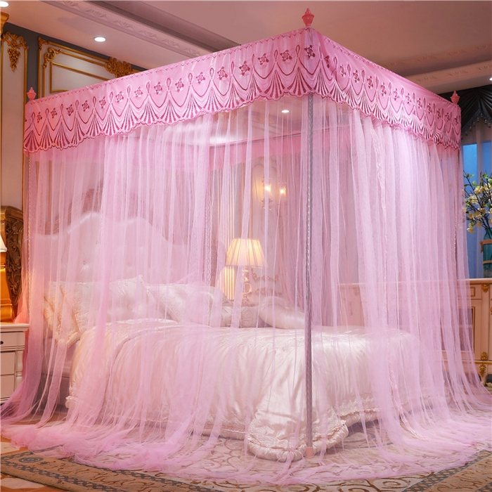 91家纺网 家纺一手货源 找家纺 冉美家纺 2026新款宫廷蚊帐 皇冠 恋情 幻彩 缤纷 幻彩-粉色