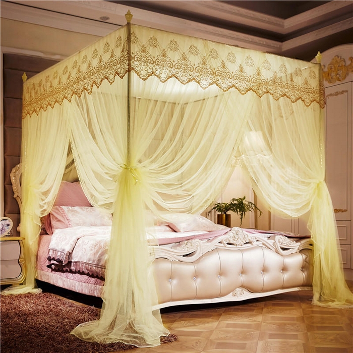 冉美家纺 2026新款宫廷蚊帐 皇冠 恋情 幻彩 缤纷 繁花-米黄