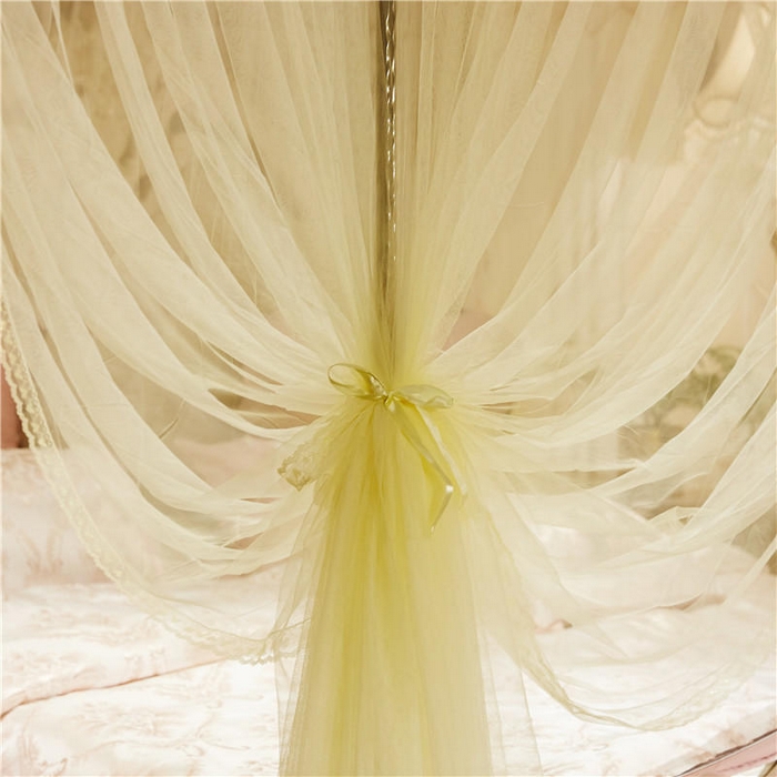 91家纺网 家纺一手货源 找家纺 冉美家纺 2026新款宫廷蚊帐 皇冠 恋情 幻彩 缤纷 繁花-米黄