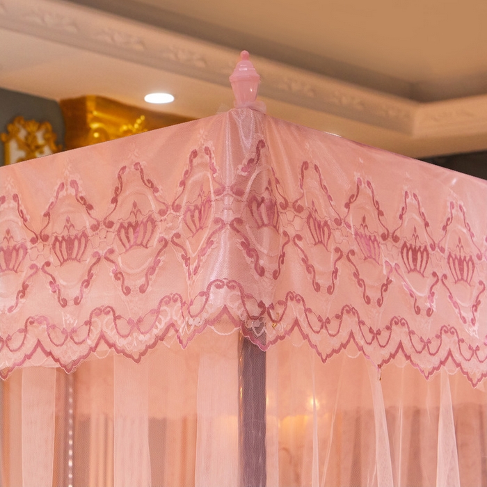 91家纺网 家纺一手货源 找家纺 冉美家纺 2026新款宫廷蚊帐 皇冠 恋情 幻彩 缤纷 皇冠-玉色