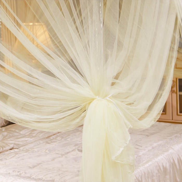 91家纺网 家纺一手货源 找家纺 冉美家纺 2026新款宫廷蚊帐 皇冠 恋情 幻彩 缤纷 皇冠-米黄