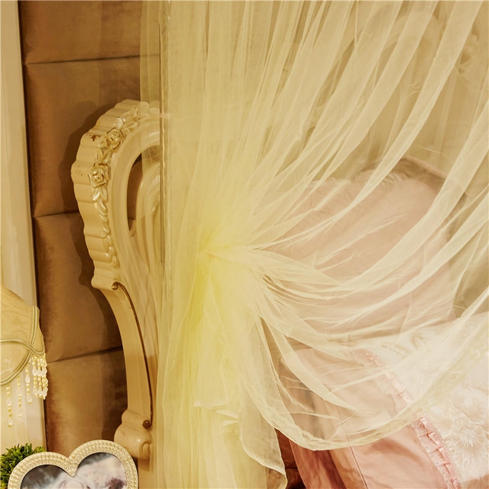 91家纺网 家纺一手货源 找家纺 冉美家纺 2026新款宫廷蚊帐 皇冠 恋情 幻彩 缤纷 繁花-米黄