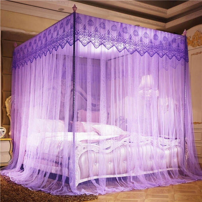 91家纺网 家纺一手货源 找家纺 冉美家纺 2026新款宫廷蚊帐 皇冠 恋情 幻彩 缤纷 繁花-紫色