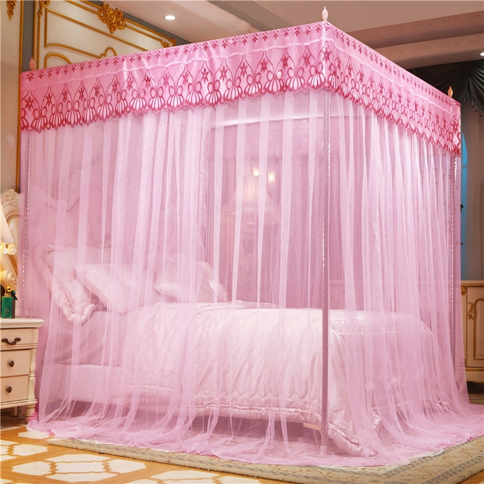 91家纺网 家纺一手货源 找家纺 冉美家纺 2026新款宫廷蚊帐 皇冠 恋情 幻彩 缤纷 恋情-粉色