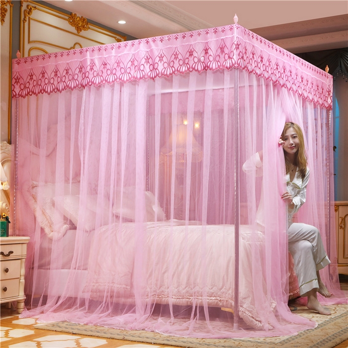 91家纺网 家纺一手货源 找家纺 冉美家纺 2026新款宫廷蚊帐 皇冠 恋情 幻彩 缤纷 恋情-粉色