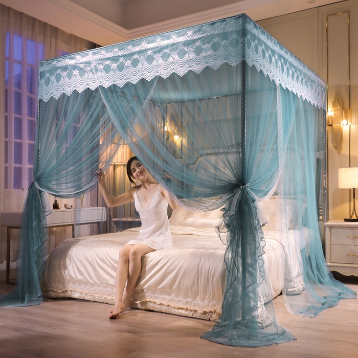 91家纺网 家纺一手货源 找家纺 冉美家纺 2026新款宫廷蚊帐 皇冠 恋情 幻彩 缤纷 缤纷-海蓝