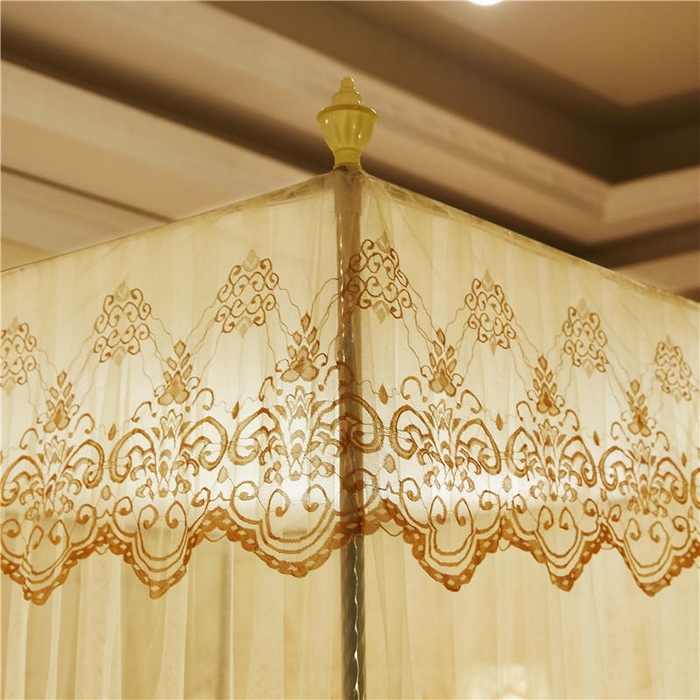 91家纺网 家纺一手货源 找家纺 冉美家纺 2026新款宫廷蚊帐 皇冠 恋情 幻彩 缤纷 繁花-米黄