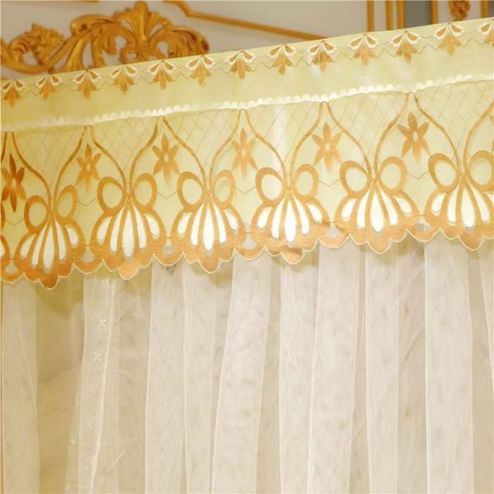 91家纺网 家纺一手货源 找家纺 冉美家纺 2026新款宫廷蚊帐 皇冠 恋情 幻彩 缤纷 恋情-黄色