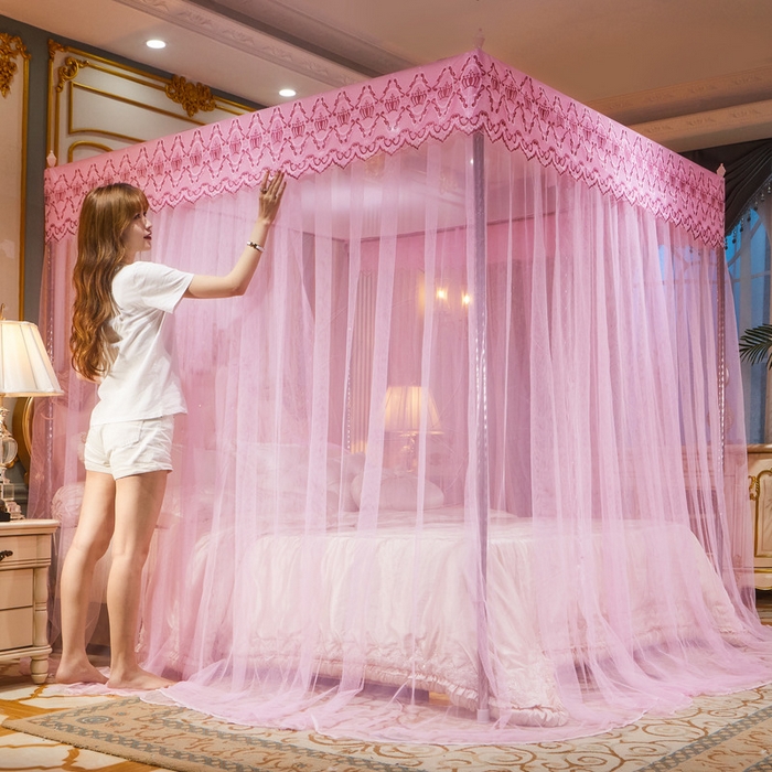冉美家纺 2026新款宫廷蚊帐 皇冠 恋情 幻彩 缤纷 皇冠-粉色