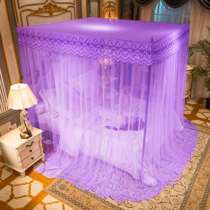 91家纺网 家纺一手货源 找家纺 冉美家纺 2026新款宫廷蚊帐 皇冠 恋情 幻彩 缤纷 皇冠-紫色
