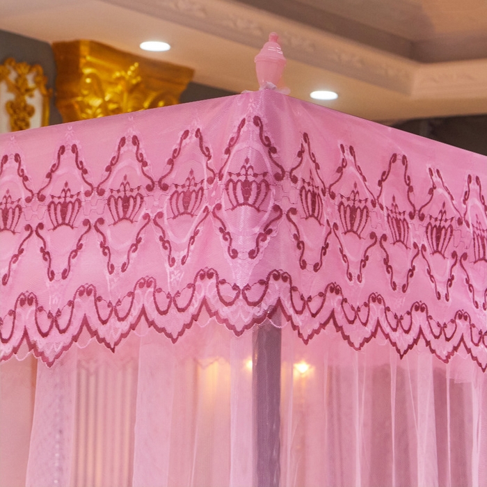 91家纺网 家纺一手货源 找家纺 冉美家纺 2026新款宫廷蚊帐 皇冠 恋情 幻彩 缤纷 皇冠-粉色