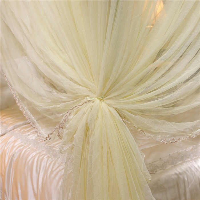 91家纺网 家纺一手货源 找家纺 冉美家纺 2026新款宫廷蚊帐 皇冠 恋情 幻彩 缤纷 幻彩-米黄