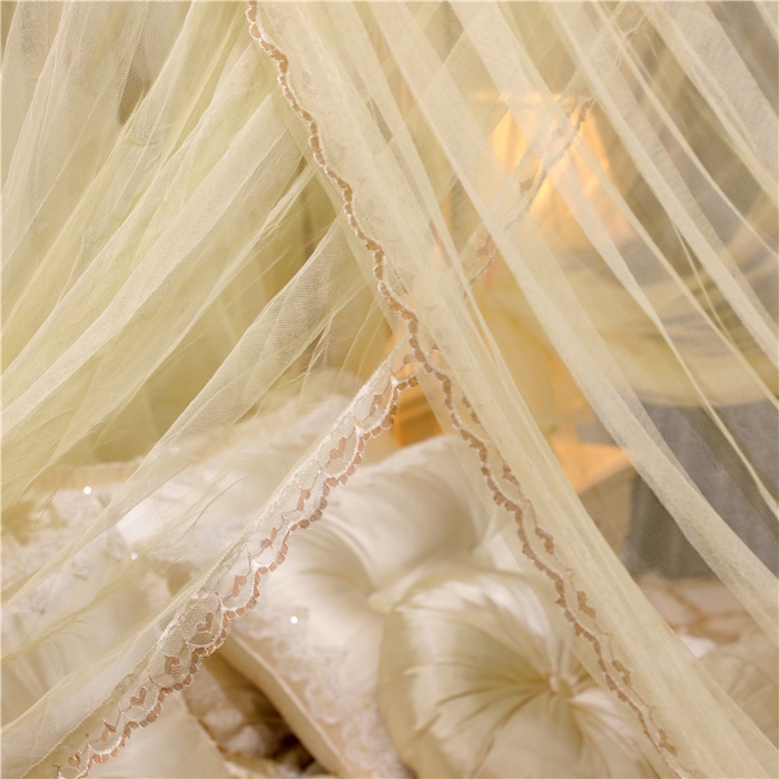91家纺网 家纺一手货源 找家纺 冉美家纺 2026新款宫廷蚊帐 皇冠 恋情 幻彩 缤纷 幻彩-米黄