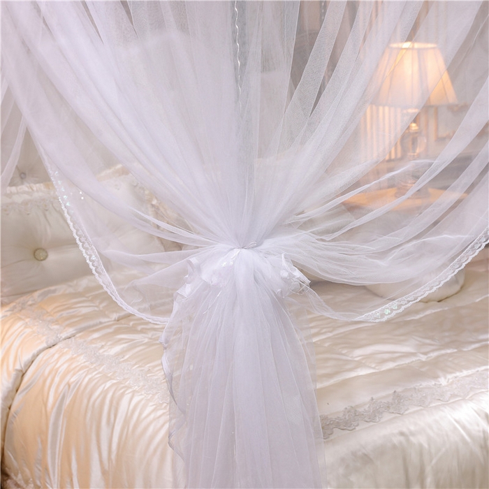 91家纺网 家纺一手货源 找家纺 冉美家纺 2026新款宫廷蚊帐 皇冠 恋情 幻彩 缤纷 幻彩-白色