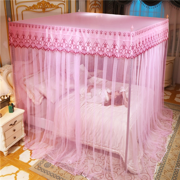 91家纺网 家纺一手货源 找家纺 冉美家纺 2026新款宫廷蚊帐 皇冠 恋情 幻彩 缤纷 恋情-粉色