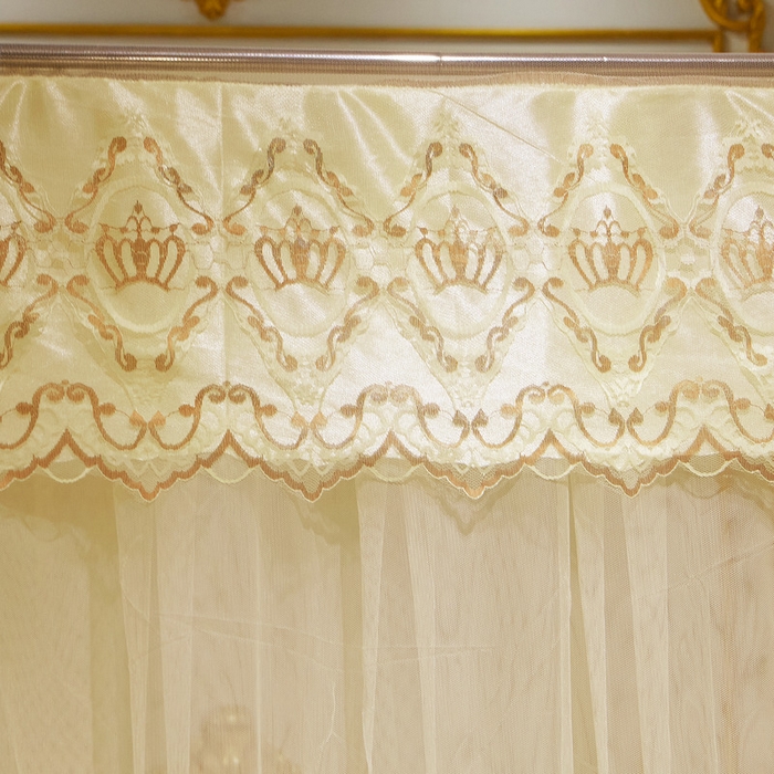 91家纺网 家纺一手货源 找家纺 冉美家纺 2026新款宫廷蚊帐 皇冠 恋情 幻彩 缤纷 皇冠-米黄