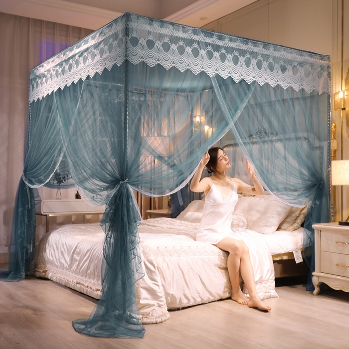 91家纺网 家纺一手货源 找家纺 冉美家纺 2026新款宫廷蚊帐 皇冠 恋情 幻彩 缤纷 缤纷-海蓝